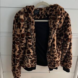 Love Tree Animal Print Faux Fur Jacket